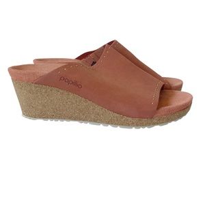 Birkenstock Papillio Namica Wedges with Rivets in
Red Clay Nubuck